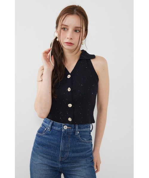 rienda(リエンダ)の「アメスリリブニットトップス 夏服 サマーニット 秋服(ニット/セーター・レディース・ホワイト/ブラック/ベージュ・FREE)」の5枚目の写真