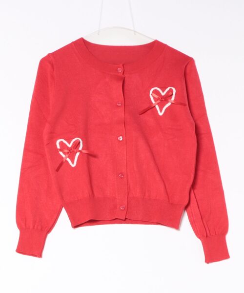 Ritzy（リッツィー）の「ハートリボン刺繍クロップドニットカーディガン（カーディガン/ボレロ・レディース・イエロー/グレー/レッド/ブルー・FREE）」の12枚目の写真