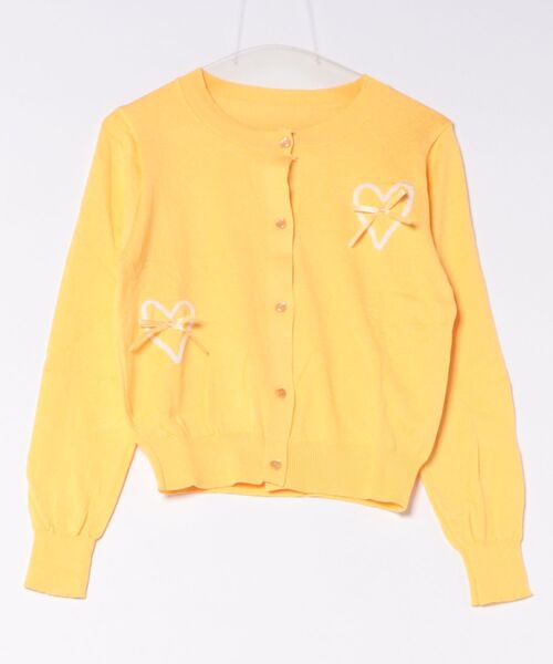Ritzy（リッツィー）の「ハートリボン刺繍クロップドニットカーディガン（カーディガン/ボレロ・レディース・イエロー/グレー/レッド/ブルー・FREE）」の13枚目の写真