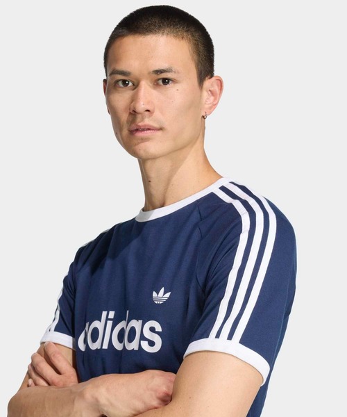 adidas(アディダス)の「スリーストライプス スリム リンガー Tシャツ / アディダスオリジナルス adidas Originals(Tシャツ/カットソー・メンズ・ブルー・XX-SMALL/XX-LARGE/X-SMALL/X-LARGE/SMALL/MEDIUM/LARGE/3XL)」の5枚目の写真