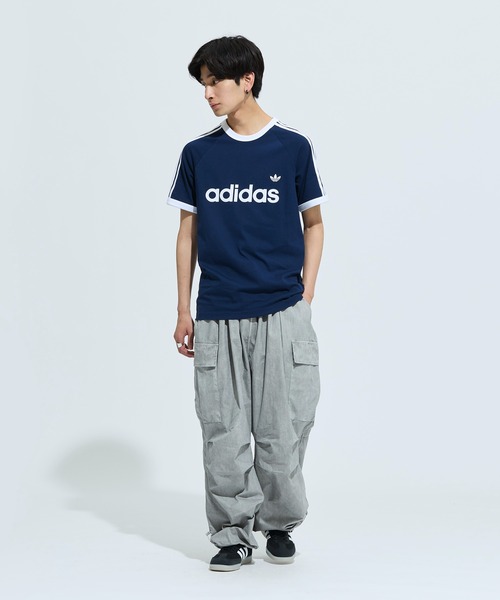 adidas(アディダス)の「スリーストライプス スリム リンガー Tシャツ / アディダスオリジナルス adidas Originals(Tシャツ/カットソー・メンズ・ブルー・XX-SMALL/XX-LARGE/X-SMALL/X-LARGE/SMALL/MEDIUM/LARGE/3XL)」の2枚目の写真