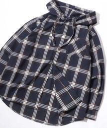 Flannel Check Hoodie Shirt/オーバーサイズ フランネルシャツ ネルチェックシャツ オンブレチェックシャツ フードシャツ フーディー