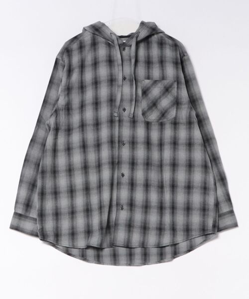 SITRY（シトリー）の「Flannel Check Hoodie Shirt/オーバーサイズ フランネルシャツ ネルチェックシャツ オンブレチェックシャツ フードシャツ フーディー（シャツ/ブラウス・メンズ・ホワイト/ブラック/ネイビー/レッド/サックスブルー/グリーン/マスタード・LL/M/L）」の9枚目の写真