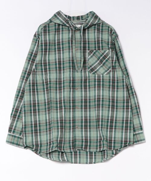 SITRY（シトリー）の「Flannel Check Hoodie Shirt/オーバーサイズ フランネルシャツ ネルチェックシャツ オンブレチェックシャツ フードシャツ フーディー（シャツ/ブラウス・メンズ・ホワイト/ブラック/ネイビー/レッド/サックスブルー/グリーン/マスタード・LL/M/L）」の10枚目の写真