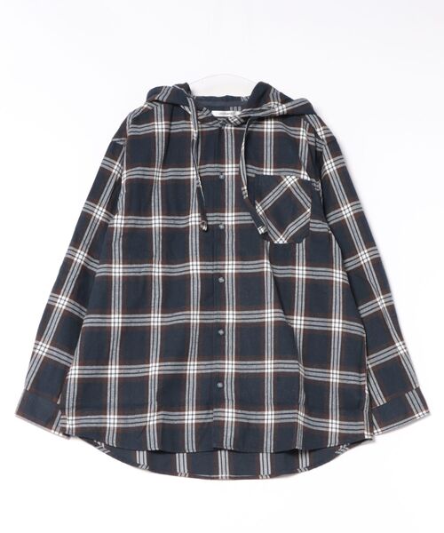 SITRY（シトリー）の「Flannel Check Hoodie Shirt/オーバーサイズ フランネルシャツ ネルチェックシャツ オンブレチェックシャツ フードシャツ フーディー（シャツ/ブラウス・メンズ・ホワイト/ブラック/ネイビー/レッド/サックスブルー/グリーン/マスタード・LL/M/L）」の11枚目の写真