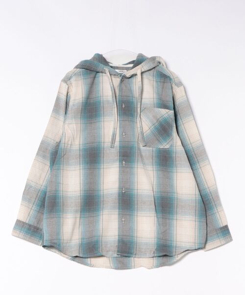 SITRY（シトリー）の「Flannel Check Hoodie Shirt/オーバーサイズ フランネルシャツ ネルチェックシャツ オンブレチェックシャツ フードシャツ フーディー（シャツ/ブラウス・メンズ・ホワイト/ブラック/ネイビー/レッド/サックスブルー/グリーン/マスタード・LL/M/L）」の12枚目の写真
