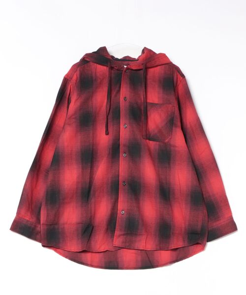 SITRY（シトリー）の「Flannel Check Hoodie Shirt/オーバーサイズ フランネルシャツ ネルチェックシャツ オンブレチェックシャツ フードシャツ フーディー（シャツ/ブラウス・メンズ・ホワイト/ブラック/ネイビー/レッド/サックスブルー/グリーン/マスタード・LL/M/L）」の14枚目の写真