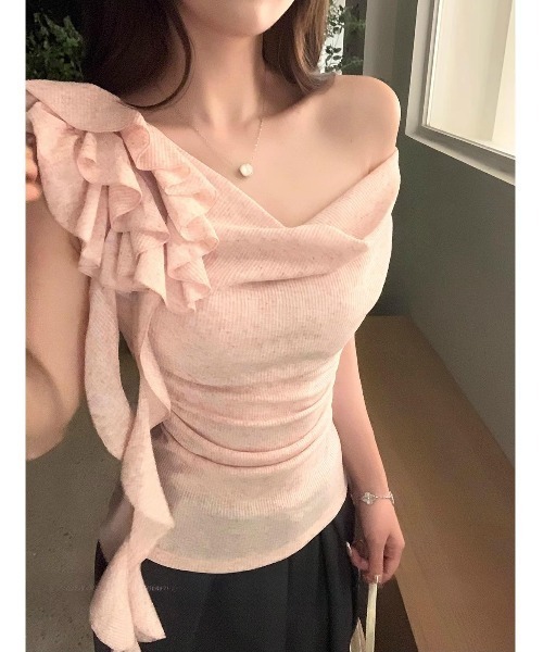 FAVORITO(ファヴォリート)の「オフショルダー半袖トップス(その他トップス・レディース・ベージュ/ピンク・F)」の18枚目の写真