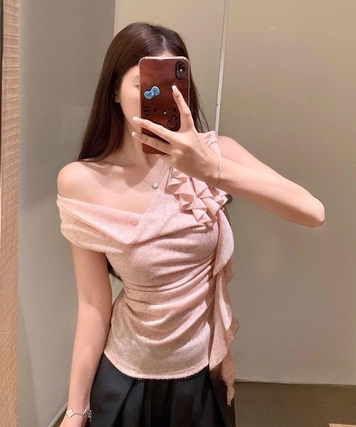 FAVORITO(ファヴォリート)の「オフショルダー半袖トップス(その他トップス・レディース・ベージュ/ピンク・F)」の12枚目の写真