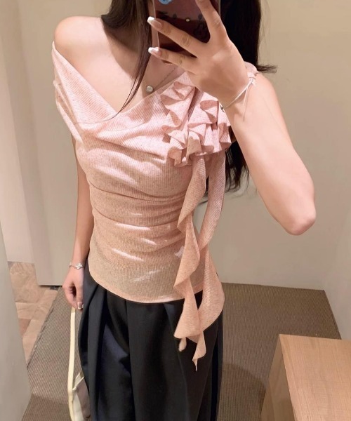 FAVORITO(ファヴォリート)の「オフショルダー半袖トップス(その他トップス・レディース・ベージュ/ピンク・F)」の15枚目の写真