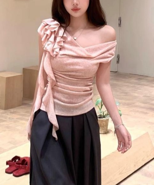 FAVORITO(ファヴォリート)の「オフショルダー半袖トップス(その他トップス・レディース・ベージュ/ピンク・F)」の13枚目の写真