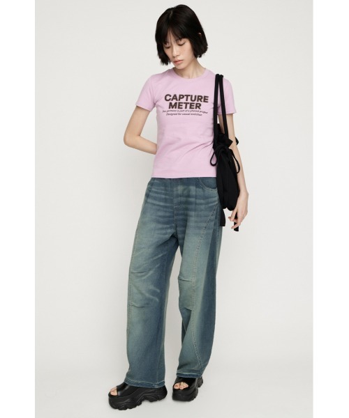 SLY(スライ)の「BARRELLEG DENIM LIKE SW PT バレルレッグデニムライクスウェットパンツ 秋服 冬服(スウェットパンツ・レディース・ブルー/ダークブルー・1/2)」の3枚目の写真