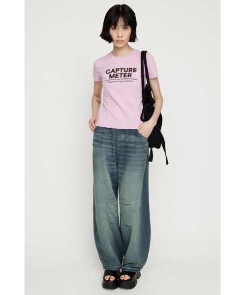 SLY(スライ)の「BARRELLEG DENIM LIKE SW PT バレルレッグデニムライクスウェットパンツ 秋服 冬服(スウェットパンツ・レディース・ブルー/ダークブルー・1/2)」の4枚目の写真