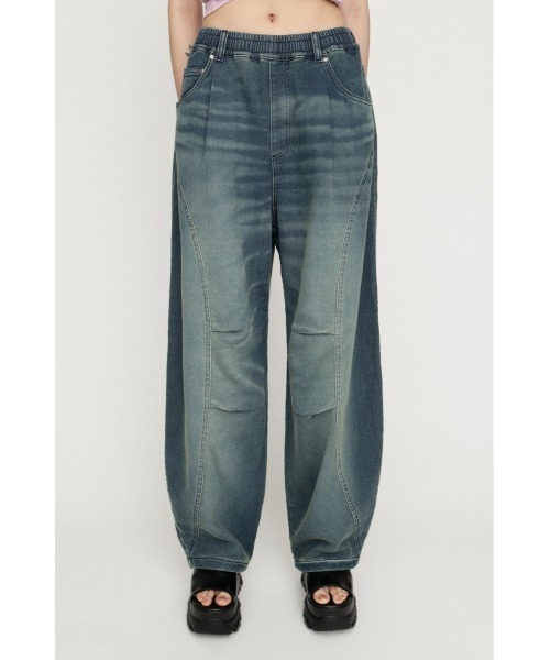 SLY(スライ)の「BARRELLEG DENIM LIKE SW PT バレルレッグデニムライクスウェットパンツ 秋服 冬服(スウェットパンツ・レディース・ブルー/ダークブルー・1/2)」の6枚目の写真