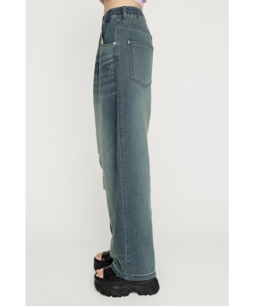 SLY(スライ)の「BARRELLEG DENIM LIKE SW PT バレルレッグデニムライクスウェットパンツ 秋服 冬服(スウェットパンツ・レディース・ブルー/ダークブルー・1/2)」の7枚目の写真