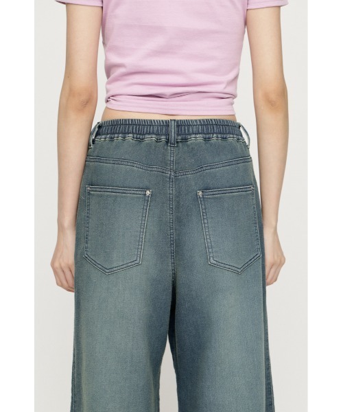 SLY(スライ)の「BARRELLEG DENIM LIKE SW PT バレルレッグデニムライクスウェットパンツ 秋服 冬服(スウェットパンツ・レディース・ブルー/ダークブルー・1/2)」の10枚目の写真
