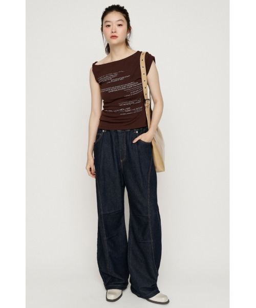 SLY(スライ)の「BARRELLEG DENIM LIKE SW PT バレルレッグデニムライクスウェットパンツ 秋服 冬服(スウェットパンツ・レディース・ブルー/ダークブルー・1/2)」の13枚目の写真
