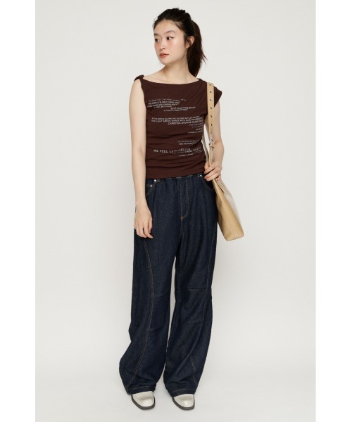 SLY(スライ)の「BARRELLEG DENIM LIKE SW PT バレルレッグデニムライクスウェットパンツ 秋服 冬服(スウェットパンツ・レディース・ブルー/ダークブルー・1/2)」の15枚目の写真