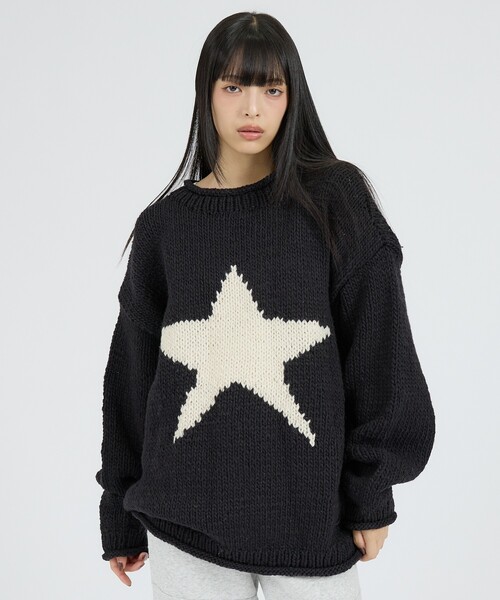 THRIFTY LOOK(スリフティールック)の「【THRIFTY LOOK / スリフティールック】HAND KNIT ROLLNECK SWEATER / ハンドニット ロールネックセーター(ニット/セーター・メンズ・ネイビー/ブラック・フリー)」の1枚目の写真
