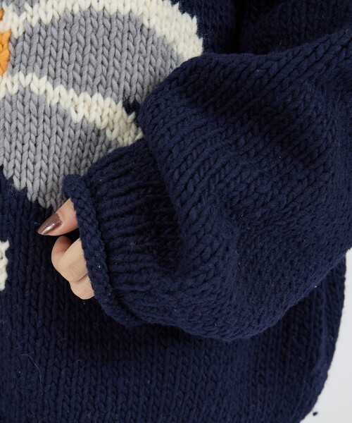 THRIFTY LOOK(スリフティールック)の「【THRIFTY LOOK / スリフティールック】HAND KNIT ROLLNECK SWEATER / ハンドニット ロールネックセーター(ニット/セーター・メンズ・ネイビー/ブラック・フリー)」の9枚目の写真