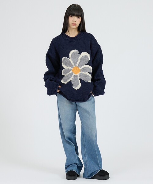 THRIFTY LOOK(スリフティールック)の「【THRIFTY LOOK / スリフティールック】HAND KNIT ROLLNECK SWEATER / ハンドニット ロールネックセーター(ニット/セーター・メンズ・ネイビー/ブラック・フリー)」の4枚目の写真