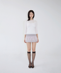 TULLE LAYERED MINI SKIRT MAUVE GRAY