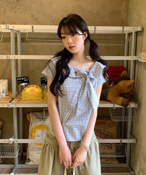 FAVORITO(ファヴォリート)の「チェック柄ブラウス(シャツ/ブラウス・レディース・ホワイト・S/L/M)」の8枚目の写真