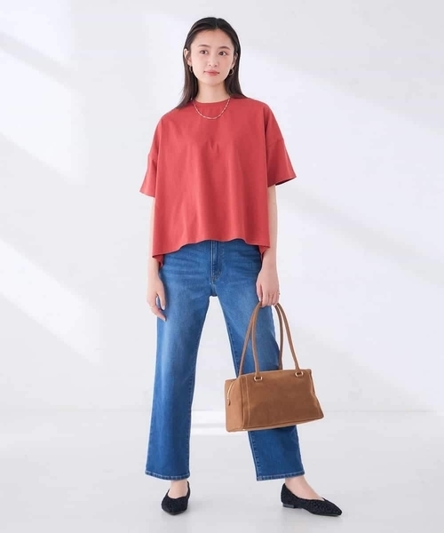 a.v.v（アーヴェヴェ）の「バックシャーリングTシャツ（Tシャツ/カットソー・レディース・ブラック/カーキ/オレンジ・40/38）」の5枚目の写真