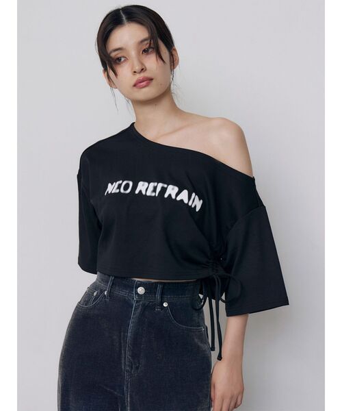 MURUA（ムルーア）の「ワンショルロゴワイドTシャツ（Tシャツ/カットソー・レディース・ホワイト/ブラック・FREE）」の5枚目の写真