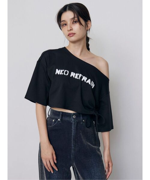 MURUA（ムルーア）の「ワンショルロゴワイドTシャツ（Tシャツ/カットソー・レディース・ホワイト/ブラック・FREE）」の6枚目の写真