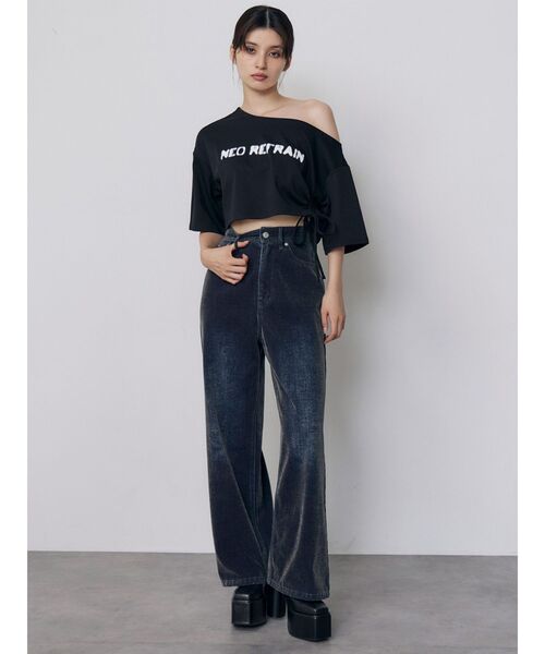MURUA（ムルーア）の「ワンショルロゴワイドTシャツ（Tシャツ/カットソー・レディース・ホワイト/ブラック・FREE）」の9枚目の写真
