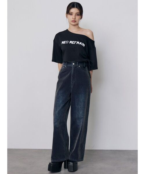 MURUA（ムルーア）の「ワンショルロゴワイドTシャツ（Tシャツ/カットソー・レディース・ホワイト/ブラック・FREE）」の10枚目の写真