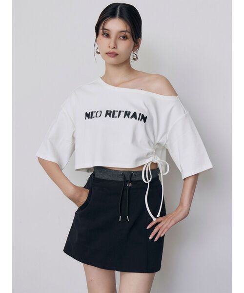 MURUA（ムルーア）の「ワンショルロゴワイドTシャツ（Tシャツ/カットソー・レディース・ホワイト/ブラック・FREE）」の13枚目の写真