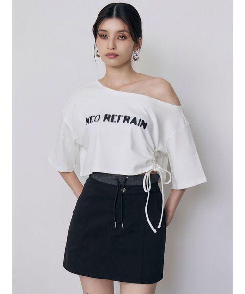 MURUA（ムルーア）の「ワンショルロゴワイドTシャツ（Tシャツ/カットソー・レディース・ホワイト/ブラック・FREE）」の14枚目の写真