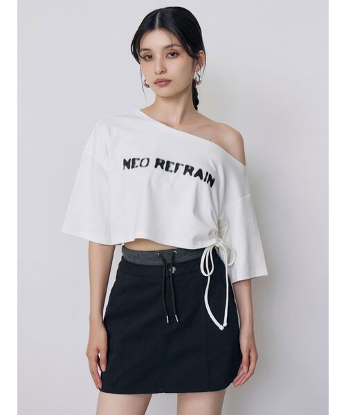 MURUA（ムルーア）の「ワンショルロゴワイドTシャツ（Tシャツ/カットソー・レディース・ホワイト/ブラック・FREE）」の15枚目の写真
