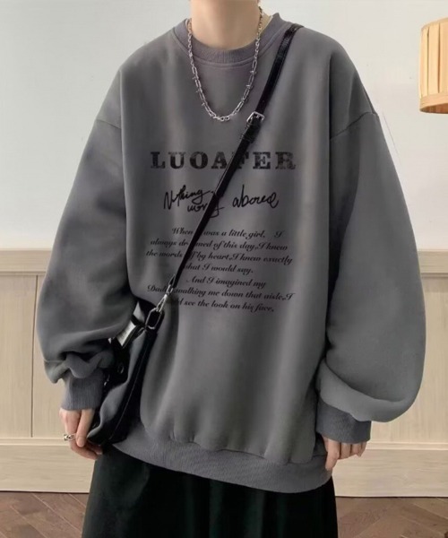 KELVIN(ケルヴァン)の「Graphic Typography Sweat グラフィックタイポグラフィスウェット(スウェット・メンズ・ブラック/グレー・MEDIUM/LARGE)」の4枚目の写真