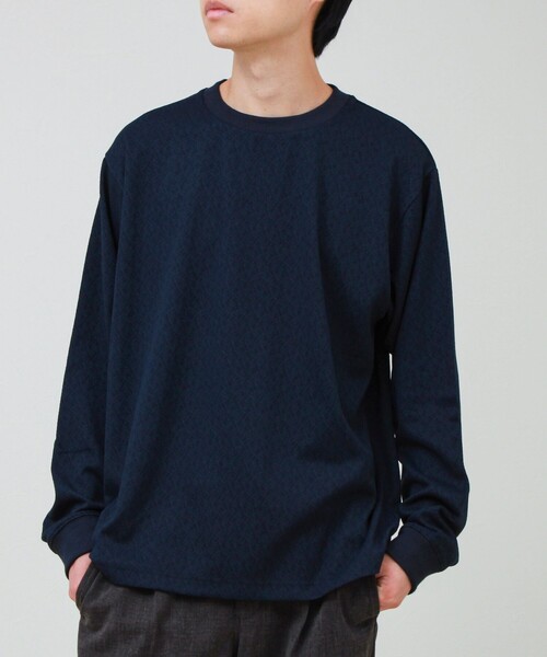 GLOSTER(グロスター)の「ウォールジャガード リンクス クルーネック ロンT(Tシャツ/カットソー・メンズ・グレー/ブラウン/ネイビー・S/M/L)」の2枚目の写真