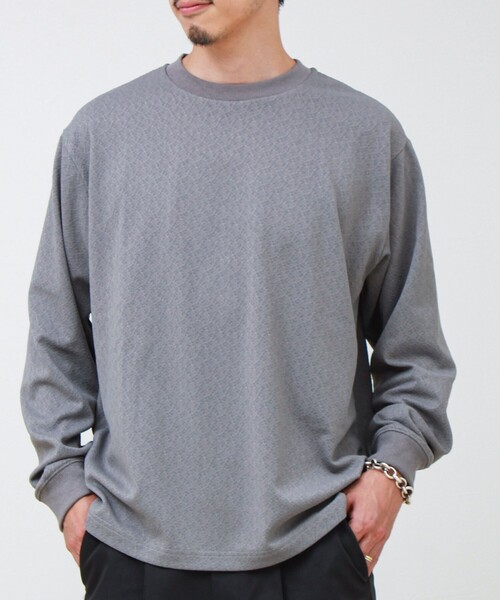 GLOSTER(グロスター)の「ウォールジャガード リンクス クルーネック ロンT(Tシャツ/カットソー・メンズ・グレー/ブラウン/ネイビー・S/M/L)」の3枚目の写真