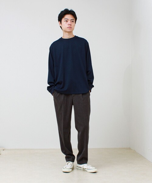 GLOSTER(グロスター)の「ウォールジャガード リンクス クルーネック ロンT(Tシャツ/カットソー・メンズ・グレー/ブラウン/ネイビー・S/M/L)」の4枚目の写真