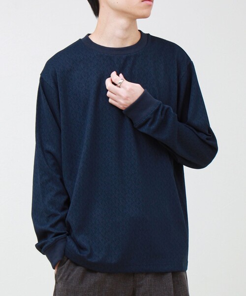 GLOSTER(グロスター)の「ウォールジャガード リンクス クルーネック ロンT(Tシャツ/カットソー・メンズ・グレー/ブラウン/ネイビー・S/M/L)」の5枚目の写真