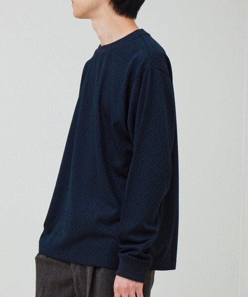 GLOSTER(グロスター)の「ウォールジャガード リンクス クルーネック ロンT(Tシャツ/カットソー・メンズ・グレー/ブラウン/ネイビー・S/M/L)」の6枚目の写真