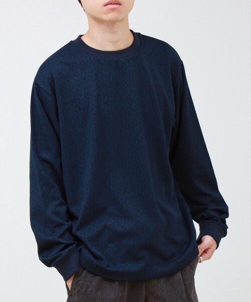 GLOSTER(グロスター)の「ウォールジャガード リンクス クルーネック ロンT(Tシャツ/カットソー・メンズ・グレー/ブラウン/ネイビー・S/M/L)」の9枚目の写真