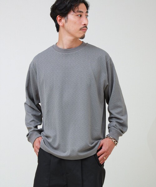 GLOSTER(グロスター)の「ウォールジャガード リンクス クルーネック ロンT(Tシャツ/カットソー・メンズ・グレー/ブラウン/ネイビー・S/M/L)」の19枚目の写真