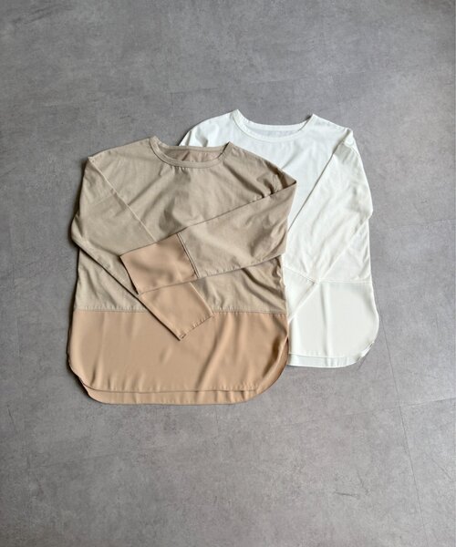 Jena espace merveilleux（ジェナ　エスパスメルヴェイユ）の「裾袖トロミ切替カットソー（Tシャツ/カットソー・レディース・ベージュ/オフホワイト・FREE）」の9枚目の写真