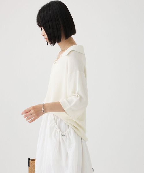 BABYLONE(バビロン)の「セーラースキッパー五分袖プルオーバー(ニット/セーター・レディース・ホワイト/レッド/モカ・フリー)」の15枚目の写真