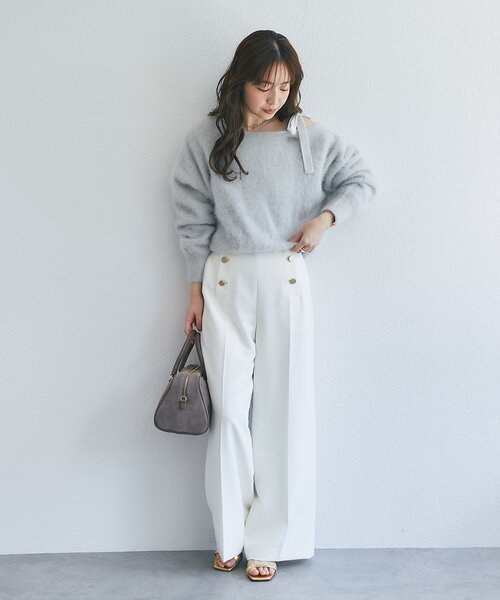La boutique BonBon(ラブティックボンボン)の「【miki監修・4サイズ展開】ダブルクロスマリンパンツ(その他パンツ・レディース・ブラック/オフホワイト/ブラウン/ピンク・38/34/36/PS)」の9枚目の写真