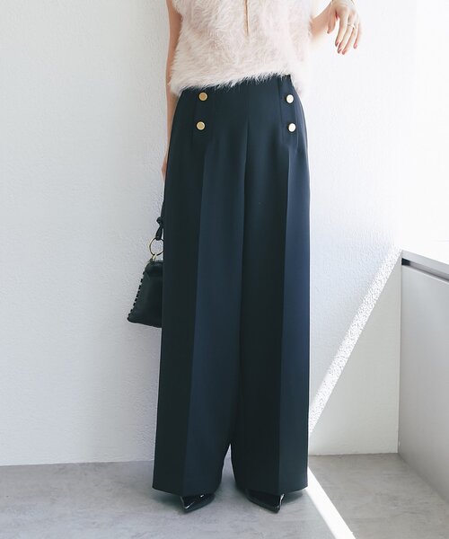 La boutique BonBon(ラブティックボンボン)の「【miki監修・4サイズ展開】ダブルクロスマリンパンツ(その他パンツ・レディース・ブラック/オフホワイト/ブラウン/ピンク・38/34/36/PS)」の5枚目の写真