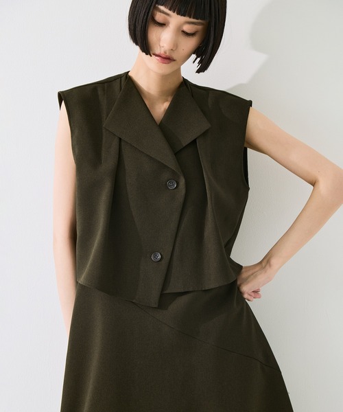 STUDIOUS(ステュディオス)の「【STUDIOUS/ステュディオス】Layered Panel Dress/レイヤードパネルドレス/ウォッシャブル/首紐取り外し可/マルチウェイ(ジャンパースカート・レディース・グレー/ダークブラウン・FREE)」の7枚目の写真