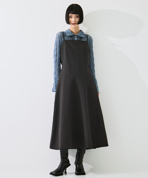 STUDIOUS(ステュディオス)の「【STUDIOUS/ステュディオス】Layered Panel Dress/レイヤードパネルドレス/ウォッシャブル/首紐取り外し可/マルチウェイ(ジャンパースカート・レディース・グレー/ダークブラウン・FREE)」の10枚目の写真