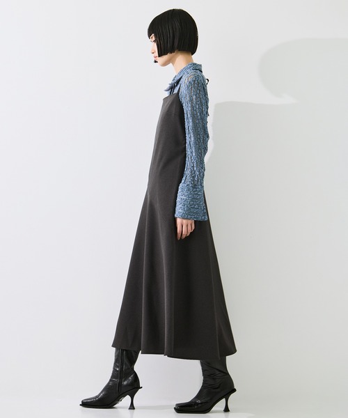 STUDIOUS(ステュディオス)の「【STUDIOUS/ステュディオス】Layered Panel Dress/レイヤードパネルドレス/ウォッシャブル/首紐取り外し可/マルチウェイ(ジャンパースカート・レディース・グレー/ダークブラウン・FREE)」の11枚目の写真